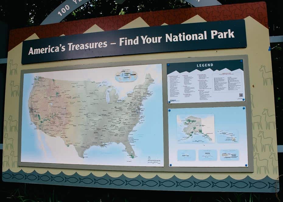 a map of America's National Parks at Rafiki's Planet Watch 