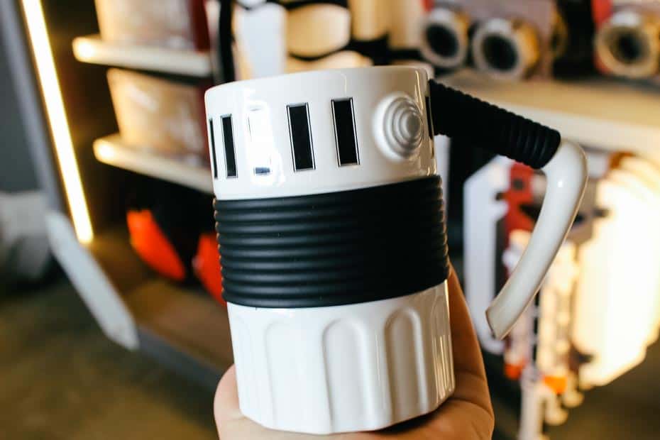 a coffee mug designed to look like a Stormtrooper 