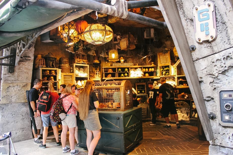 Guests roaming The Market in Galaxy's Edge 