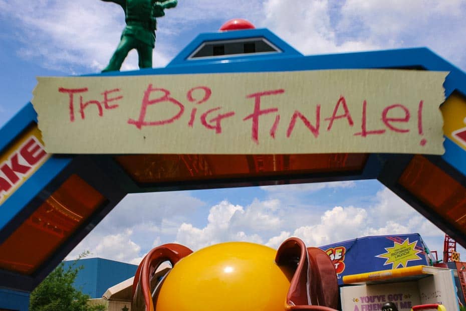 The Big Finale sign on Slinky Dog Dash in Toy Story Land 