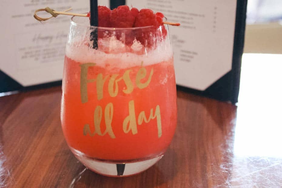 Frose all day drink at STK Orlando topped with raspberries 