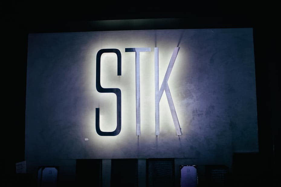 STK sign in the lobby of the restaurant of the Orlando STK 