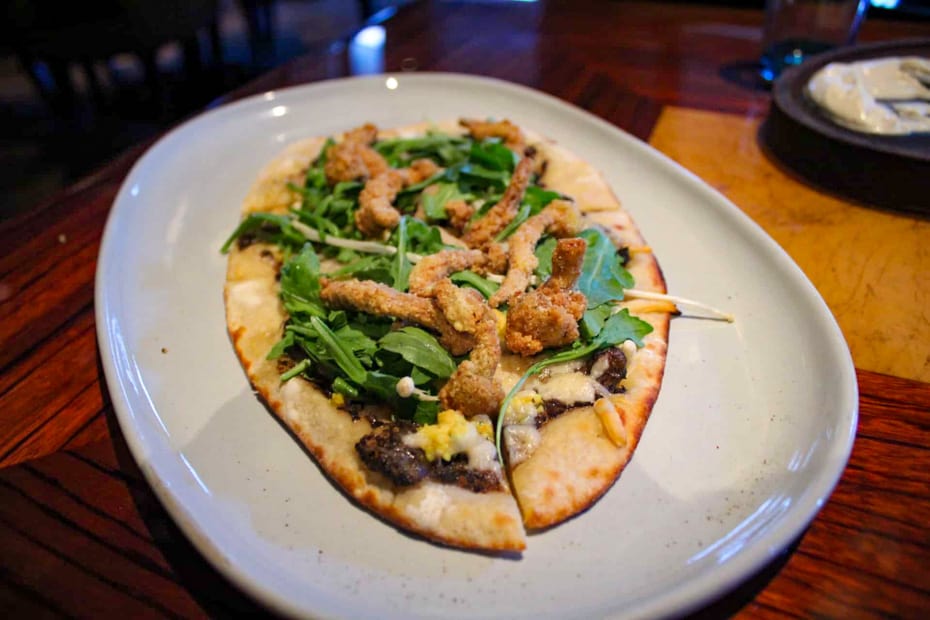 the mushroom flatbread from The Cooking Place portion of the Jiko menu 