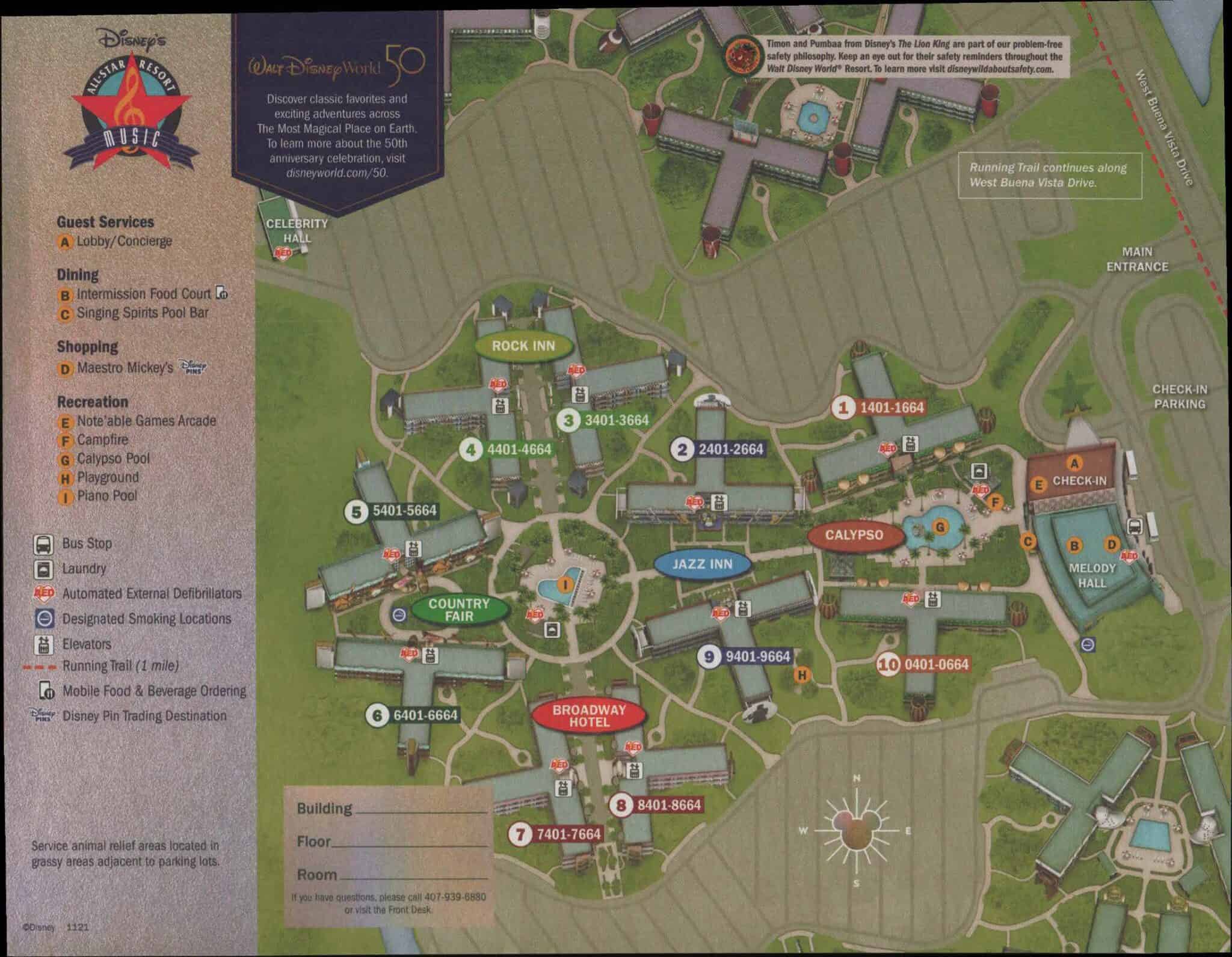 Disney's AllStar Music Resort Map