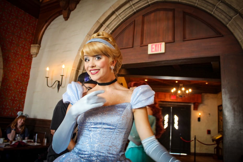 Cinderella greets guests at Akershus Princess Royal Banquet Hall. 