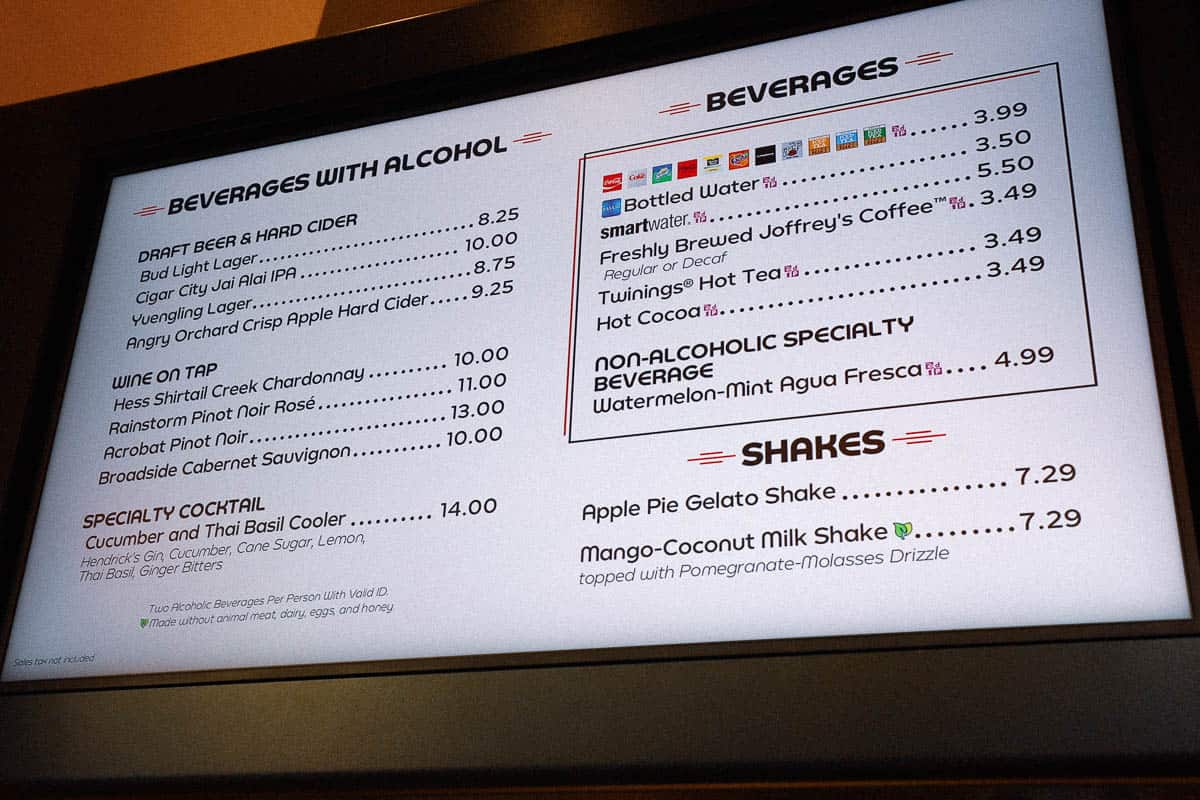 a beverage menu board for Connections Eatery 