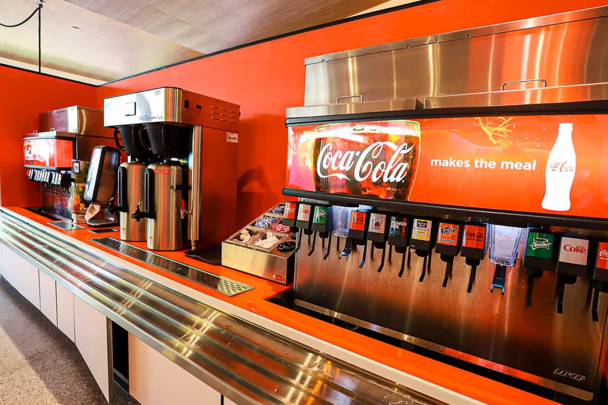 a beverage refill station at Connections Eatery 