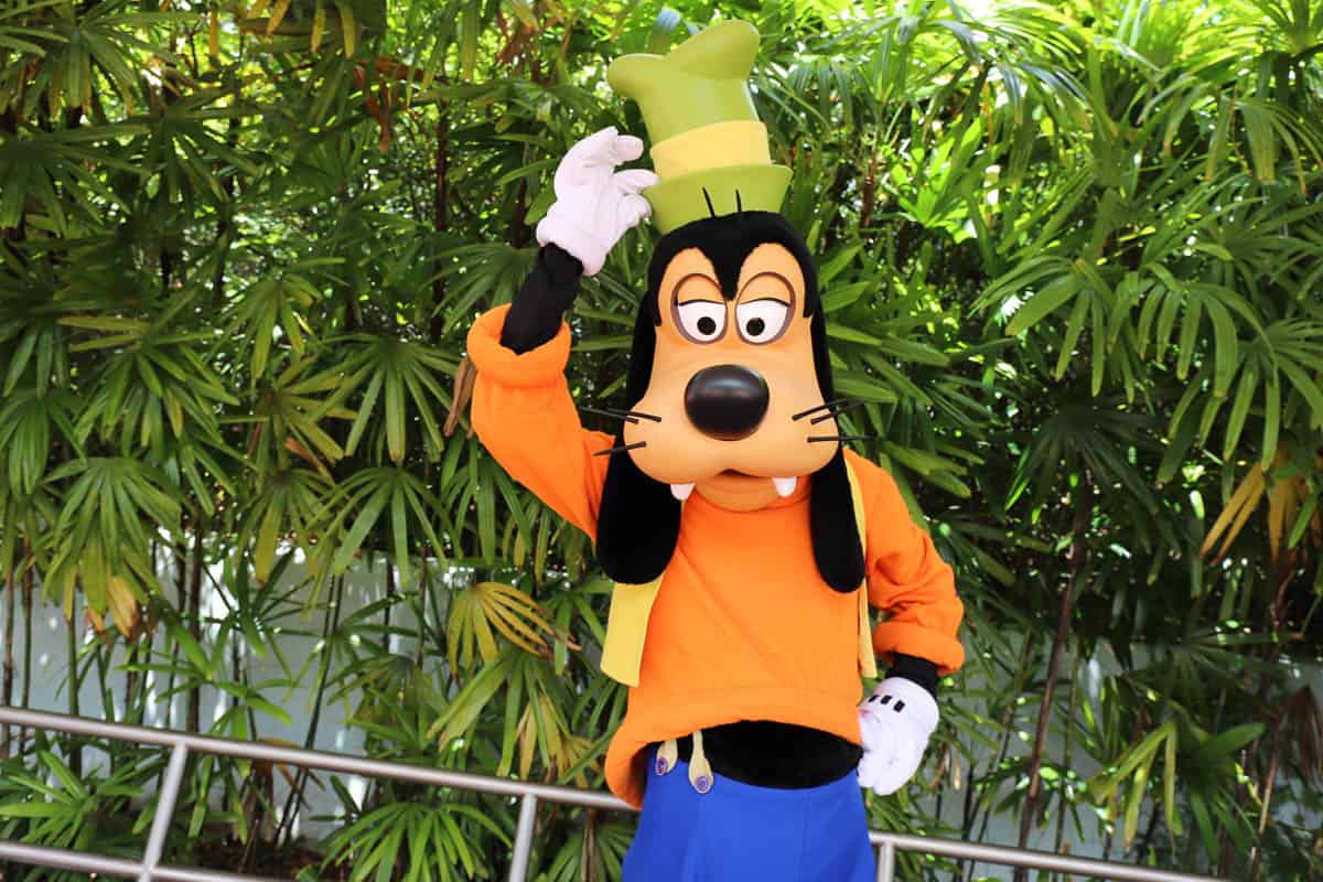 Goofy tips his hat to the camera. 