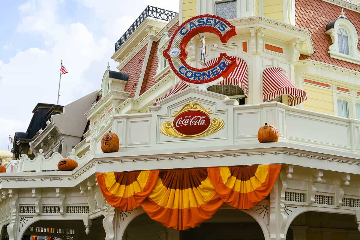 Casey's Corner decor and pumpkins on Main Street USA 