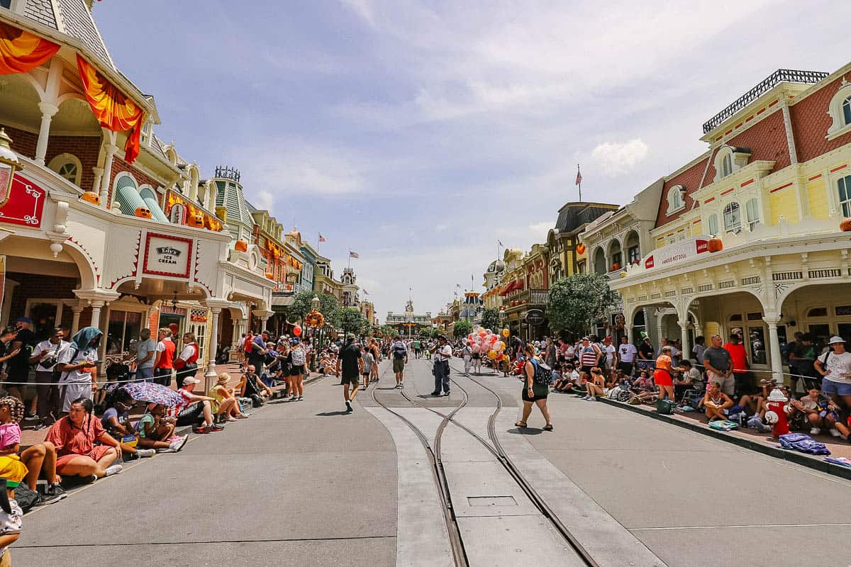 guests waiting for the parade at Magic Kingdom in the Fall 