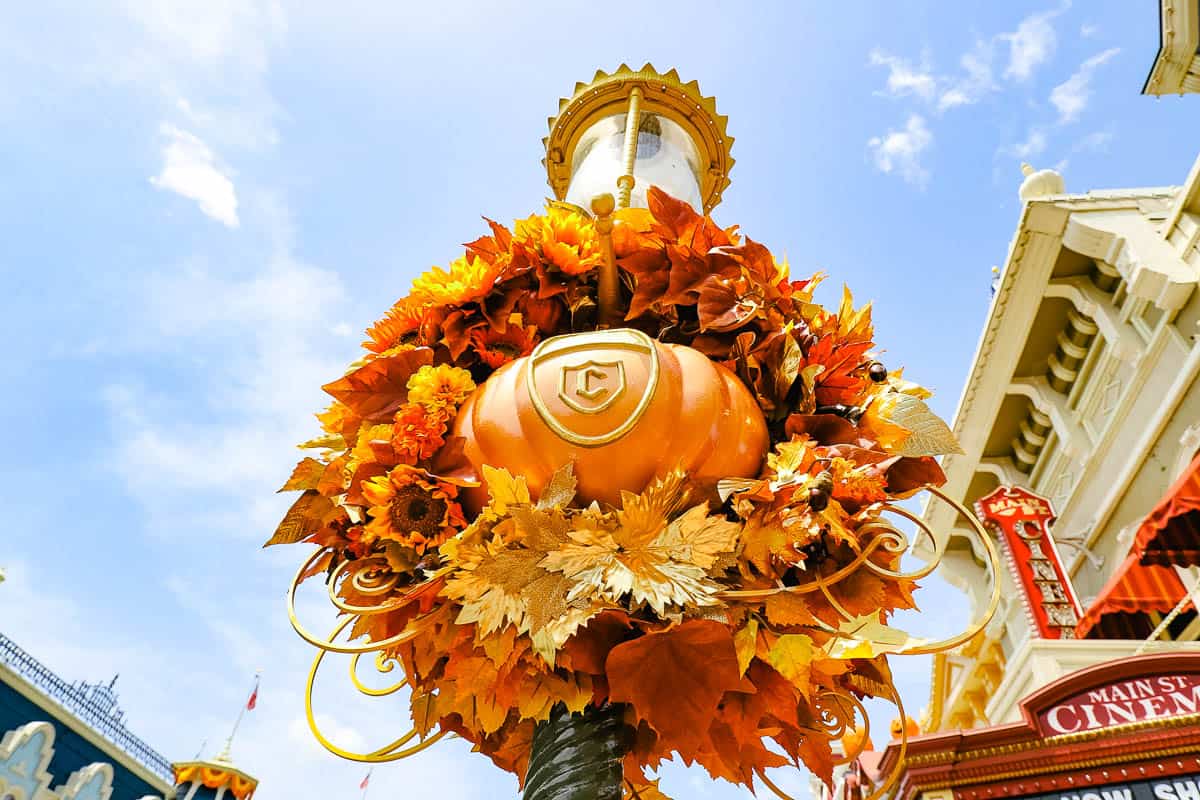 a wreath with a Cinderella pumpkin coach especially designed for the 50th anniversary 