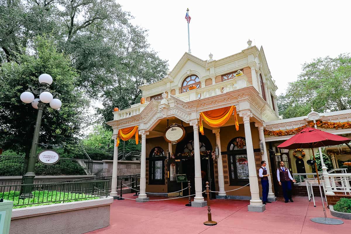 the Chamber of Commerce decorated for Halloween at Magic Kingdom 