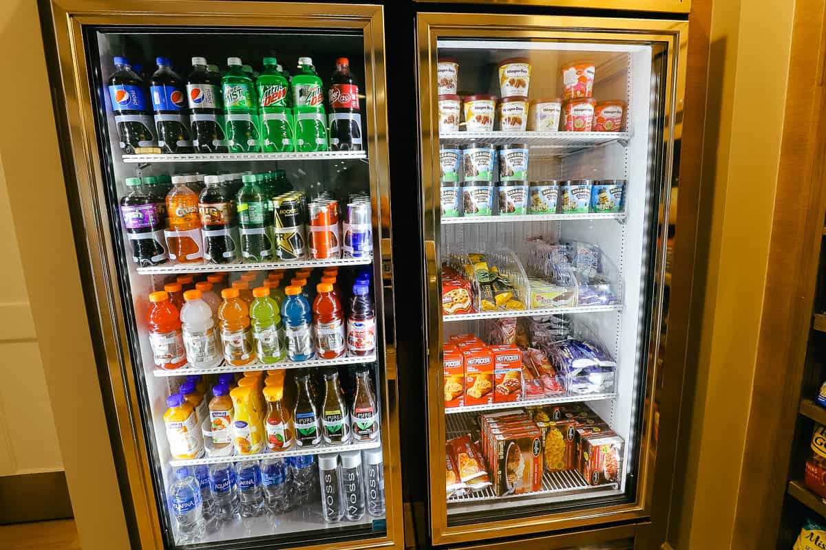 soda, drinks, ice cream and freezer meals in the hotels Market shop 