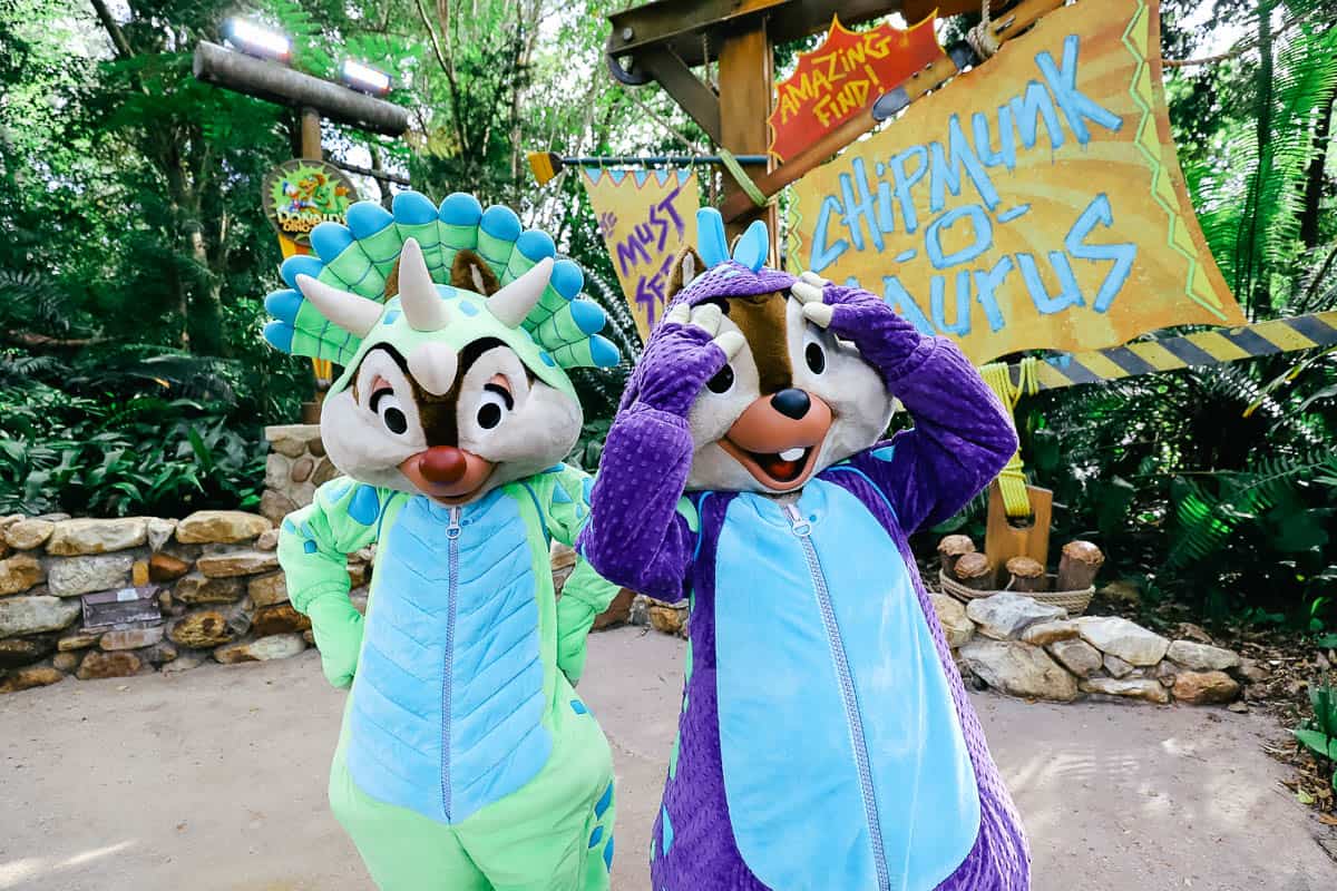 Chip and Dale are excited to meet guests. 