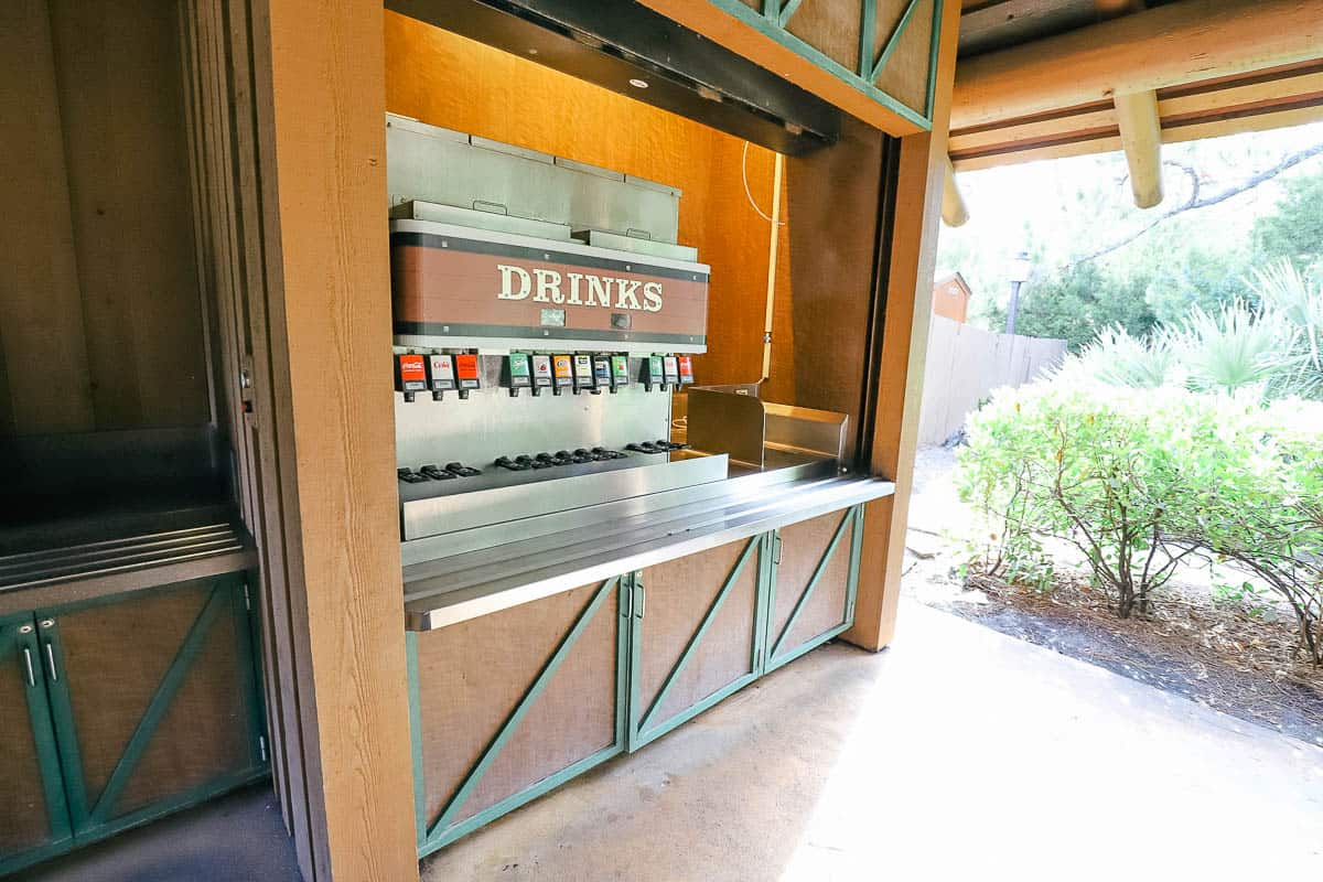 refillable beverage station at Disney's Fort Wilderness's feature pool 
