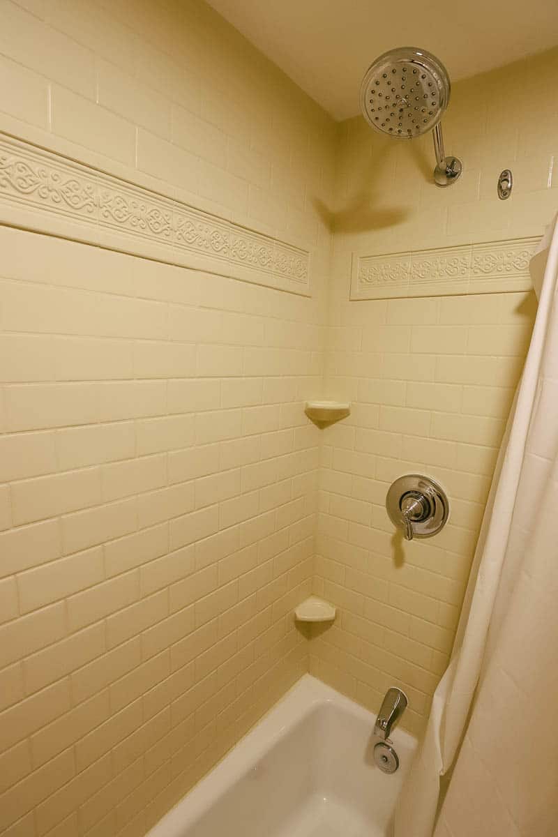 the shower interior 