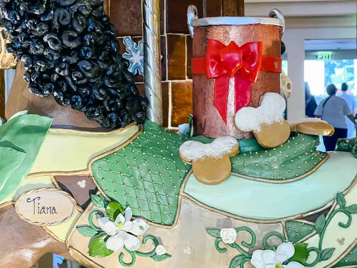 Hidden Mickey's On Tiana's Carousel saddle gingerbread 