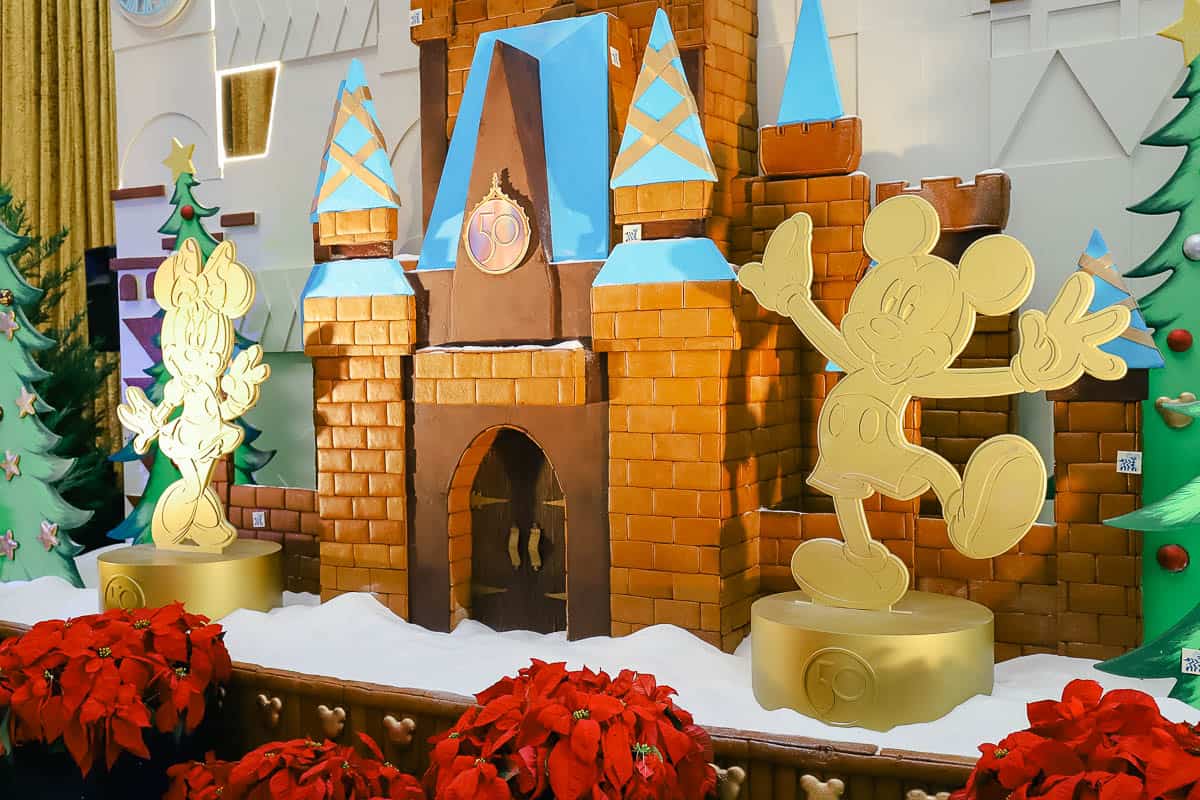 closeup of the gingerbread castle 50th anniversary 