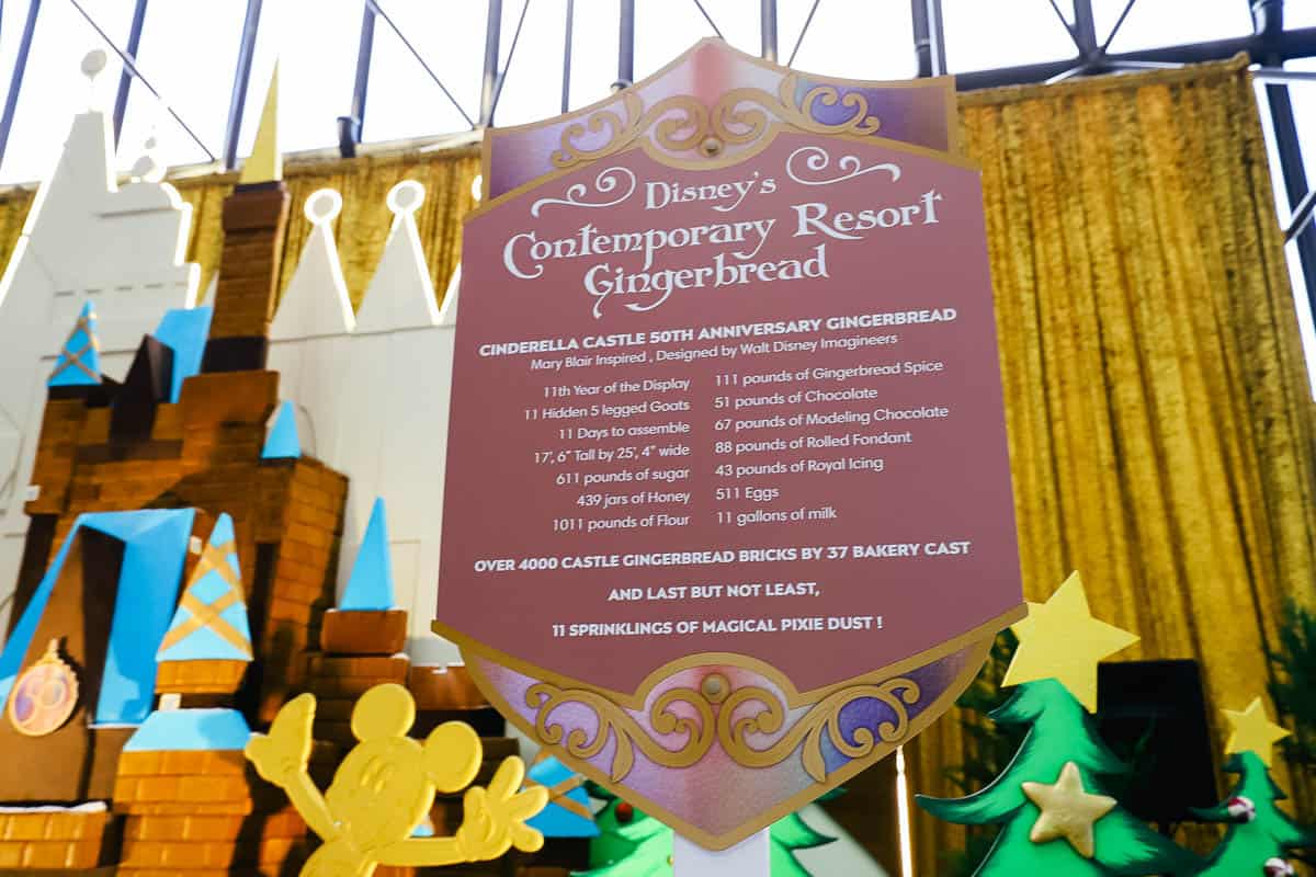 gingerbread castle ingredient list 50th anniversary Disney Contemporary 