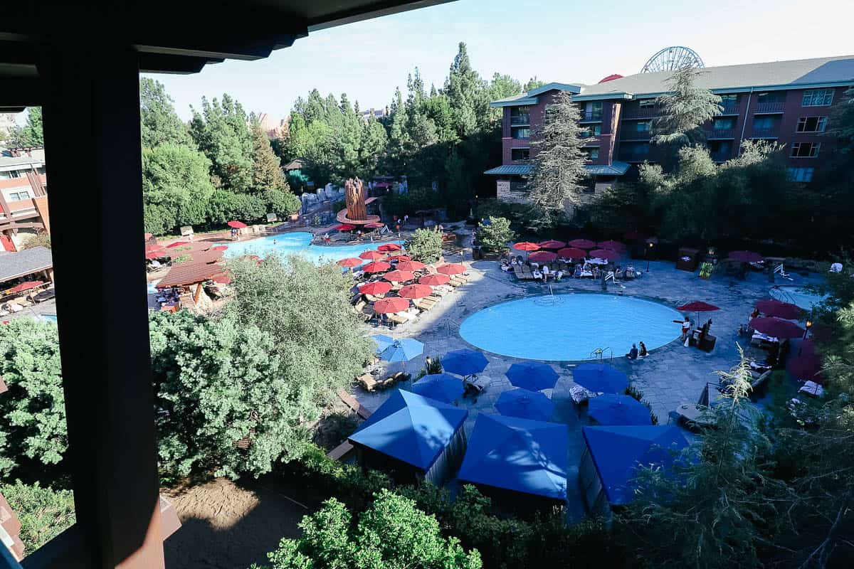 a view of the Pixar Pal-a-Round from our room at Disney's Grand Californian. 