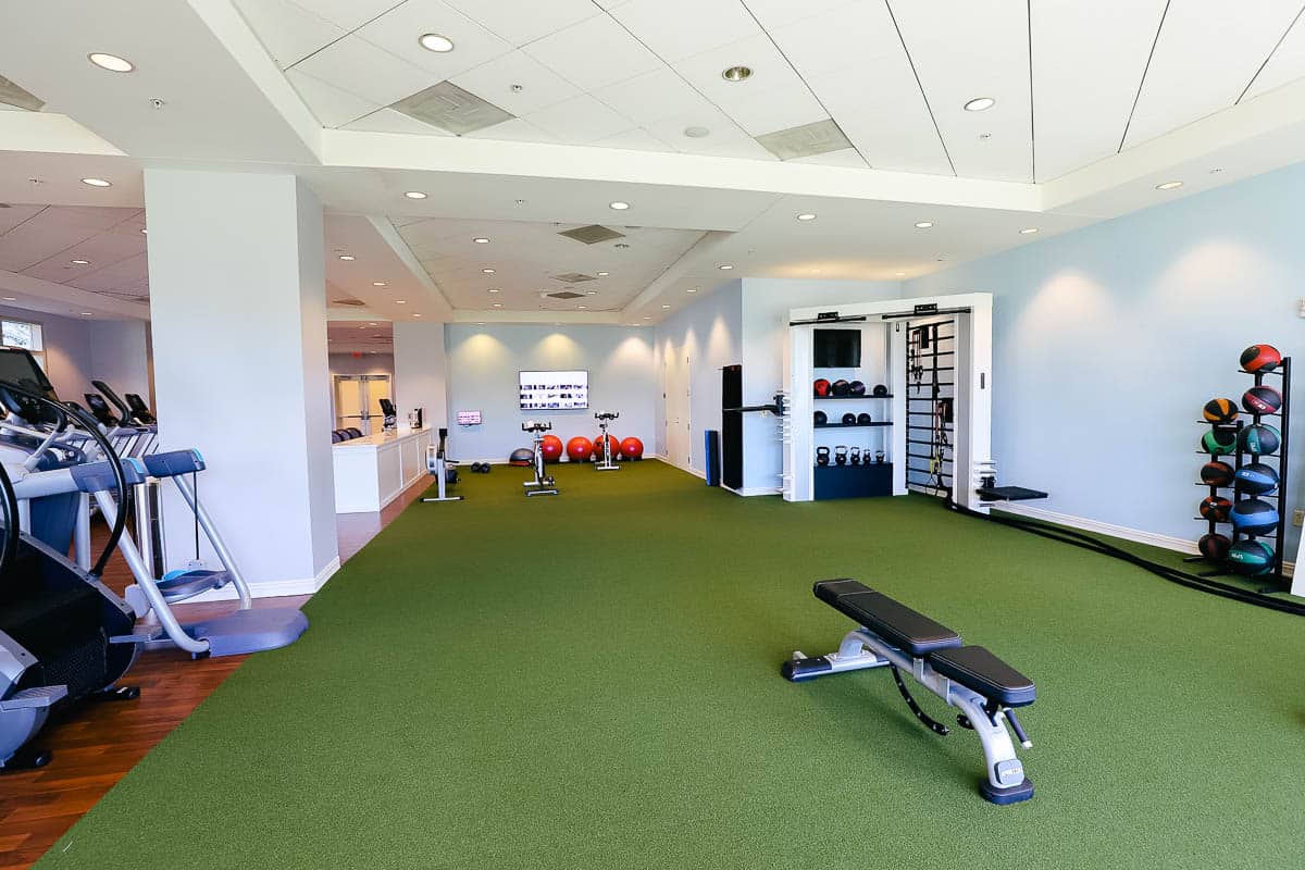 a gym at one of the resorts at Bonnet Creek 