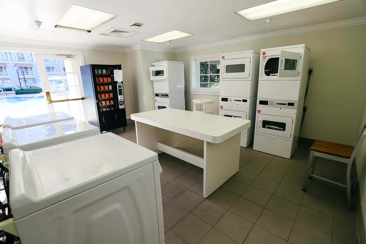 washers and dryers with a folding table at Disney's Yacht Club 