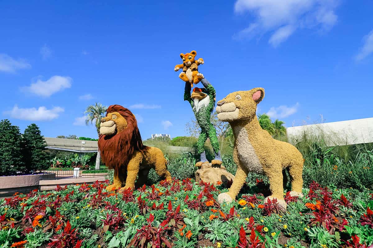 Simba and Friends with Rafiki in Topiary form 