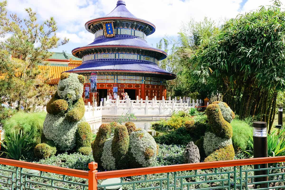 a grouping of Panda bears in topiary form 