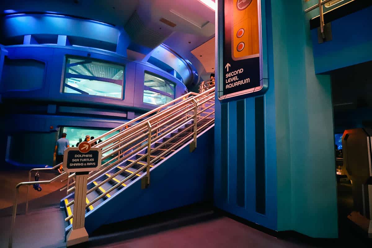 stairs, elevators and escalators to reach the top floor 