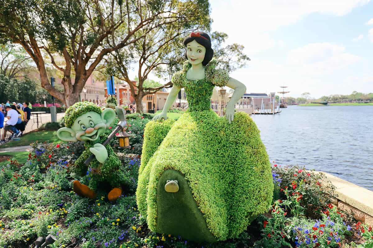 Snow White and Dopey Character Topiary 