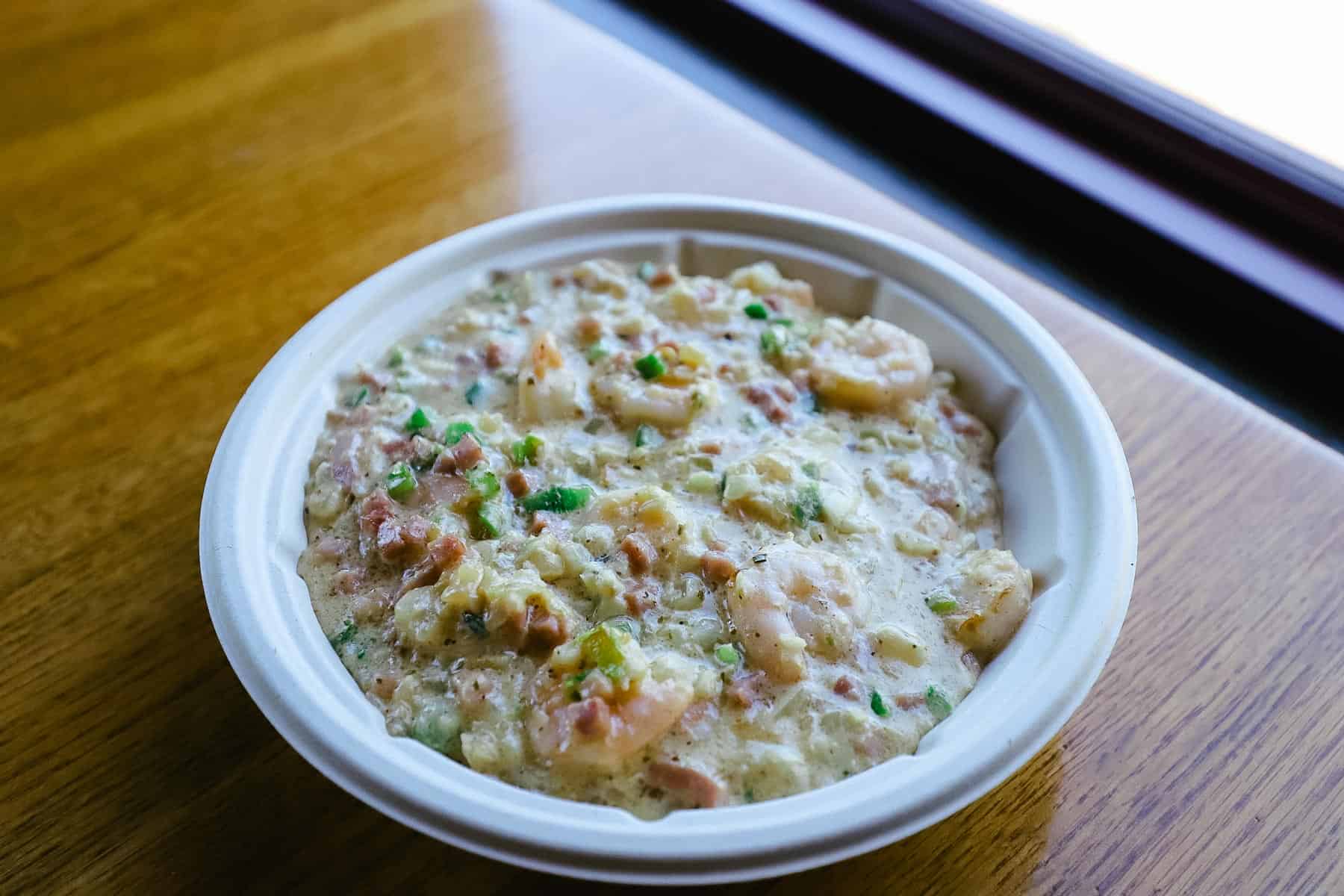 a close up picture of our order of shrimp and grits from Riverside Mill 