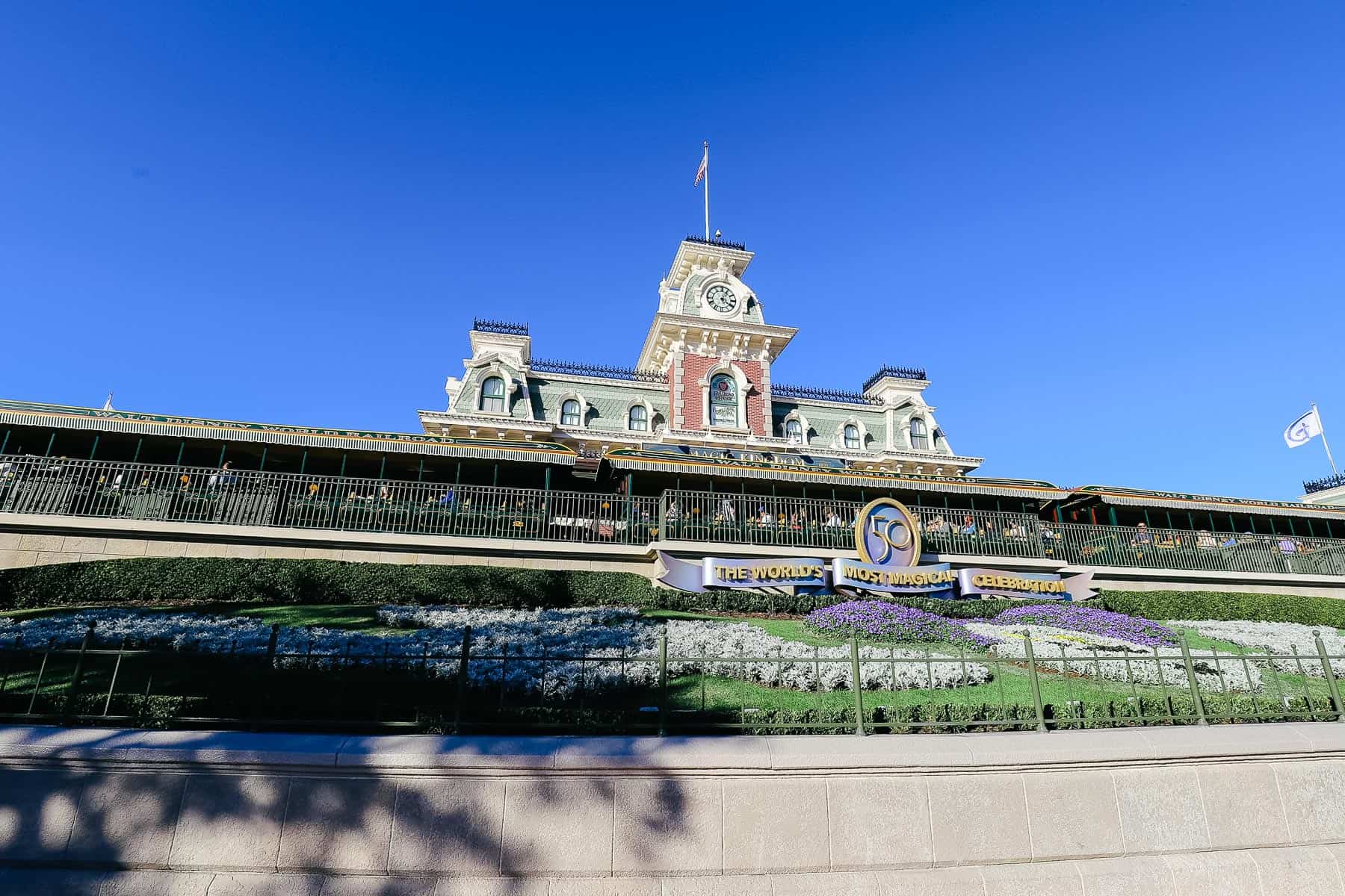 Main Street Station as seen from the entrance of Magic Kingdom 