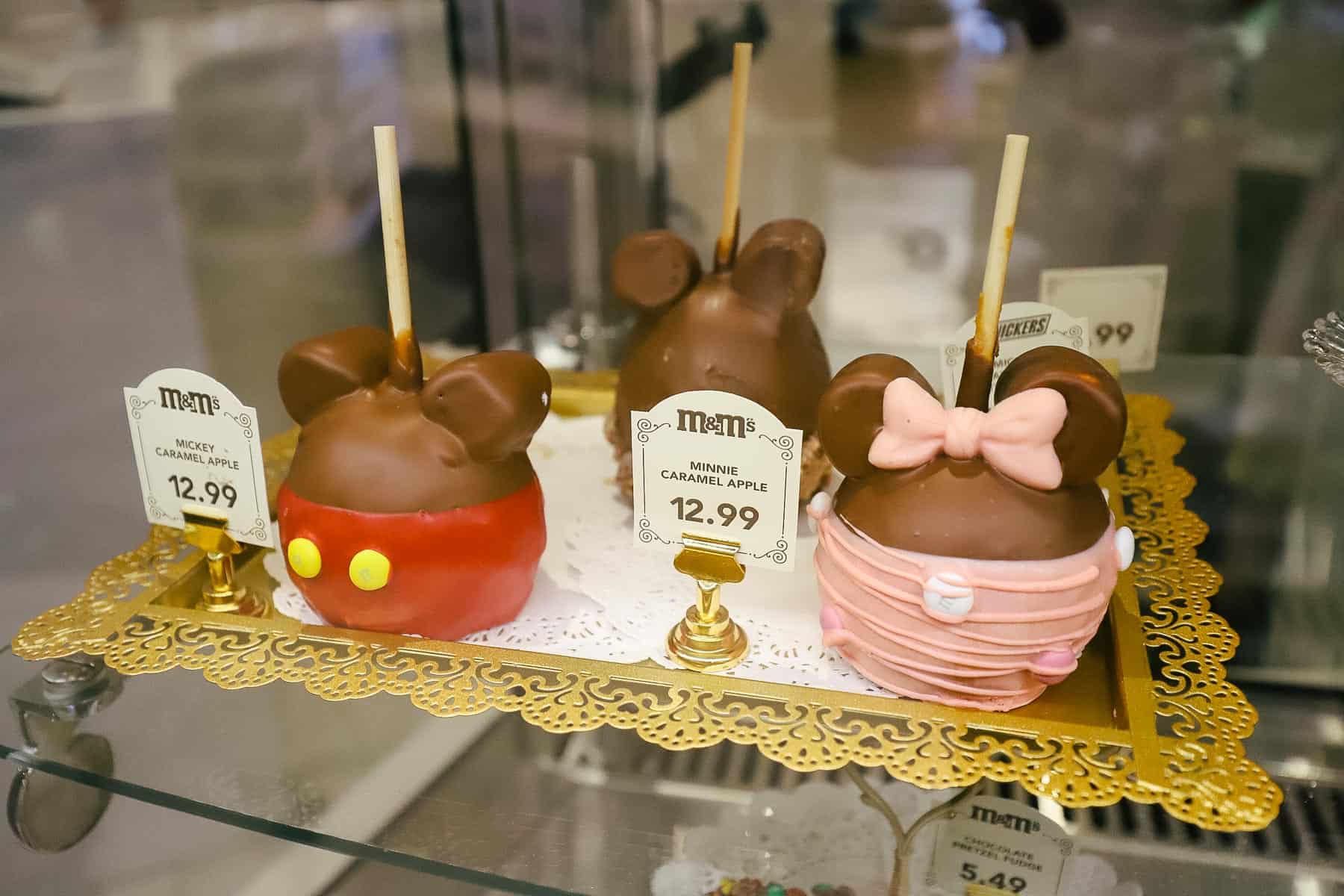 a Mickey and Minnie caramel apple 