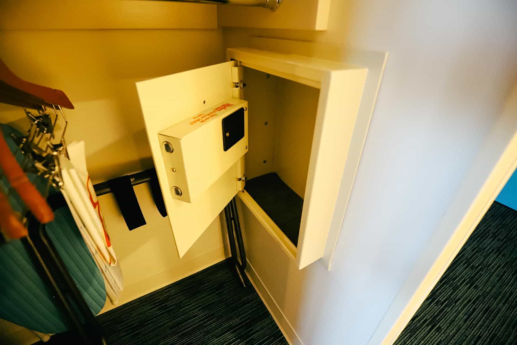 an in room safe in the tower room at Universal's Cabana Bay Beach Resort 