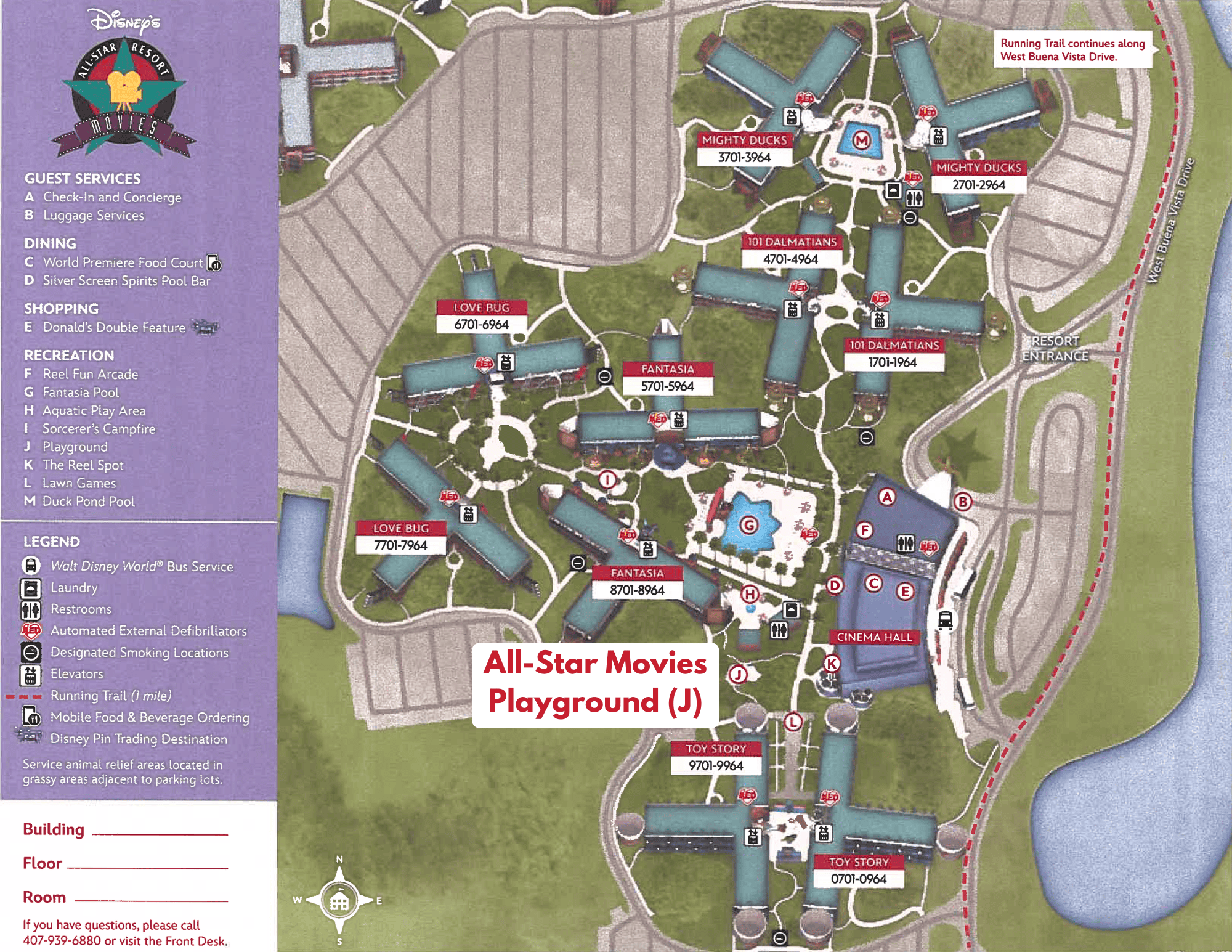 map of the playground location at Disney's All-Star Movies