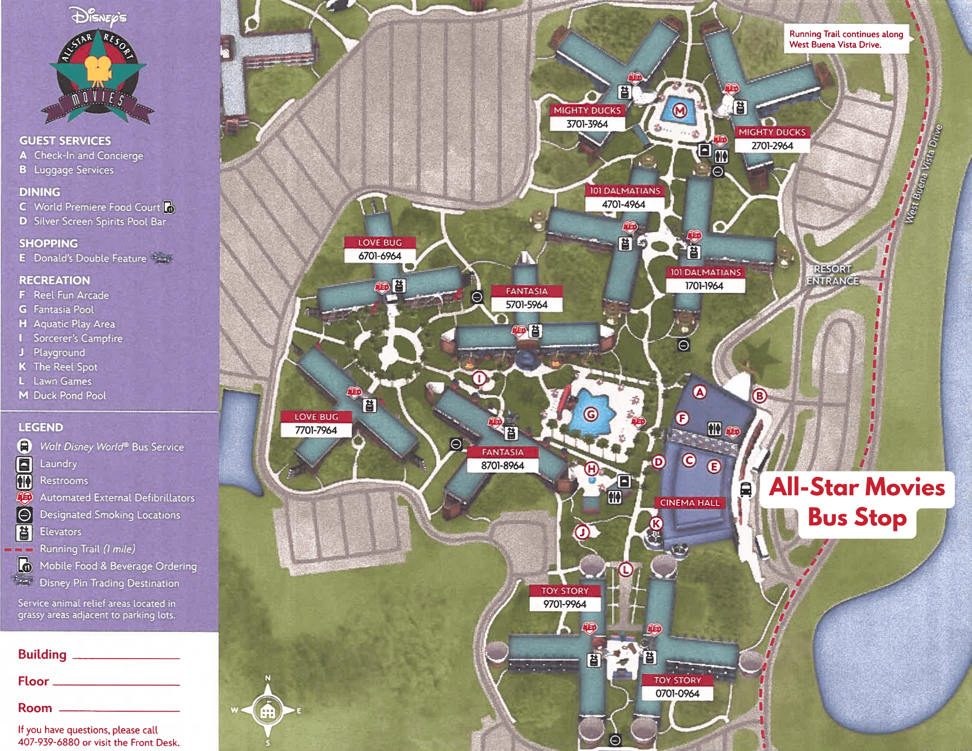 Disney's All-Star Movies Transportation Map 