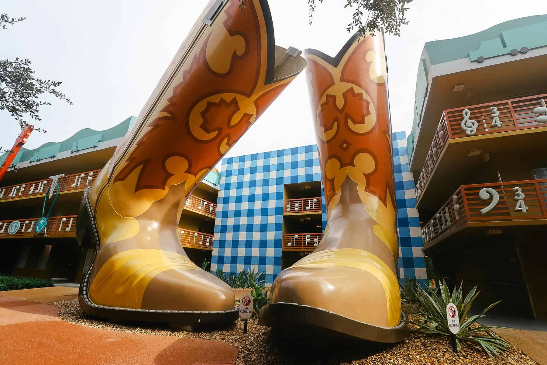 giant cowboy boots with Hidden Mickey's