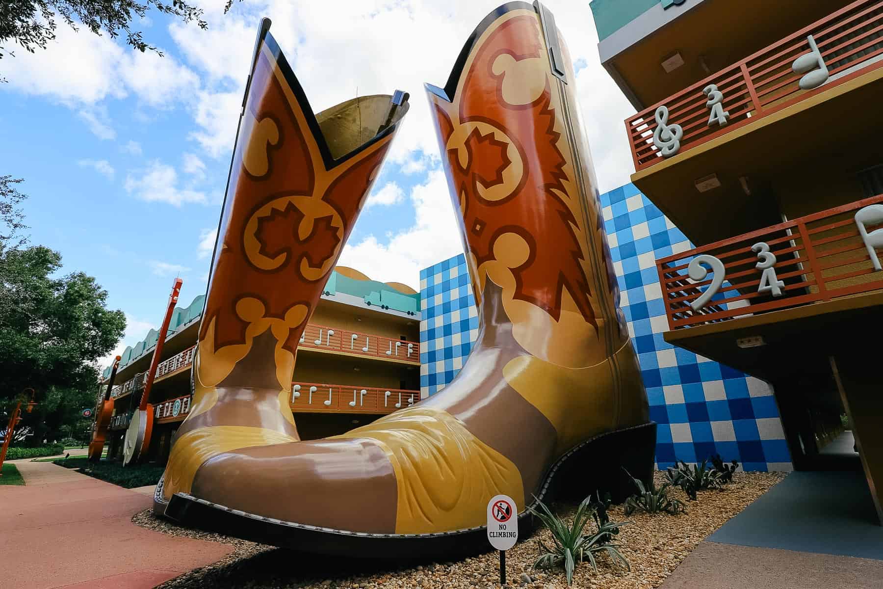 a giant pair of cowboy boots in the Country Fair section of All-Star Music 