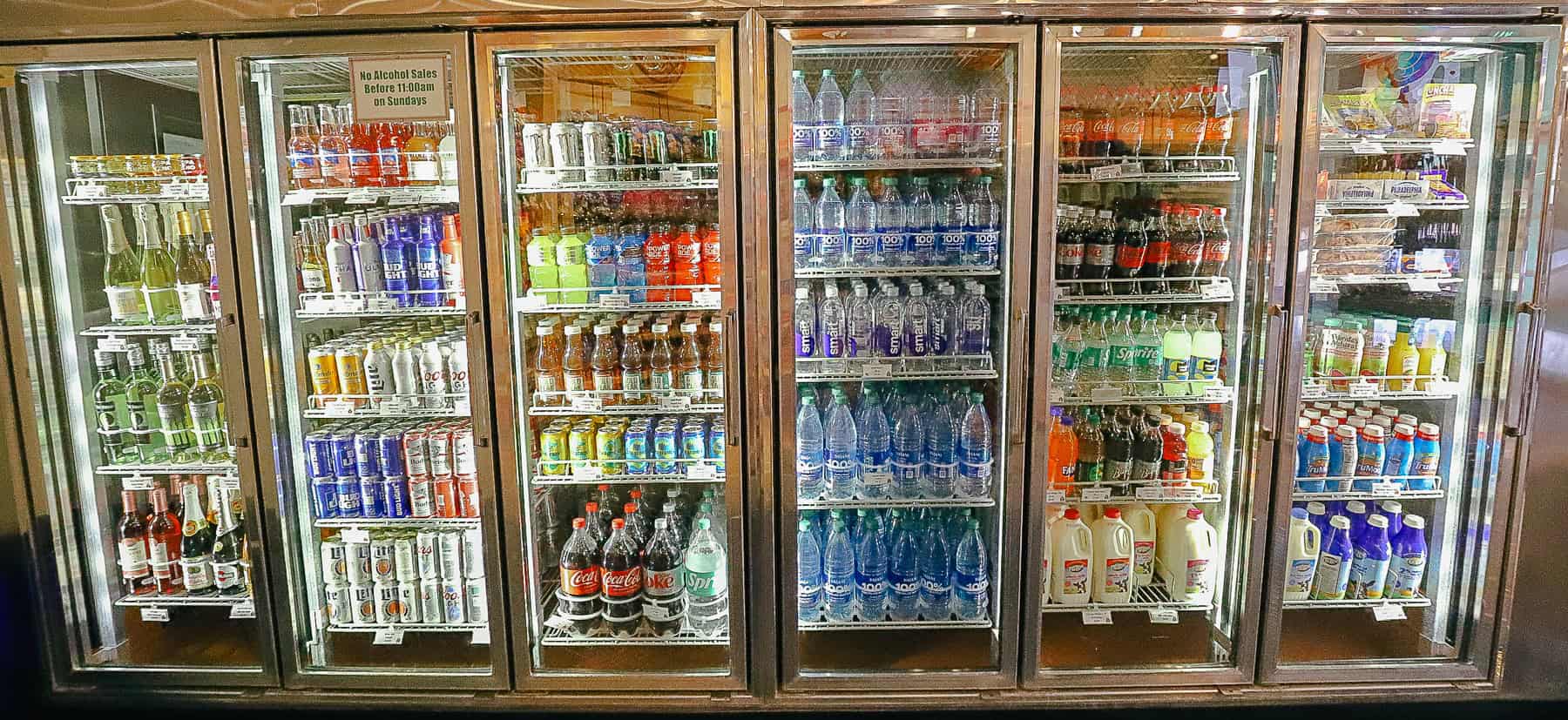 case with refrigerated beverages at Maestro Mickey's Gift Shop 