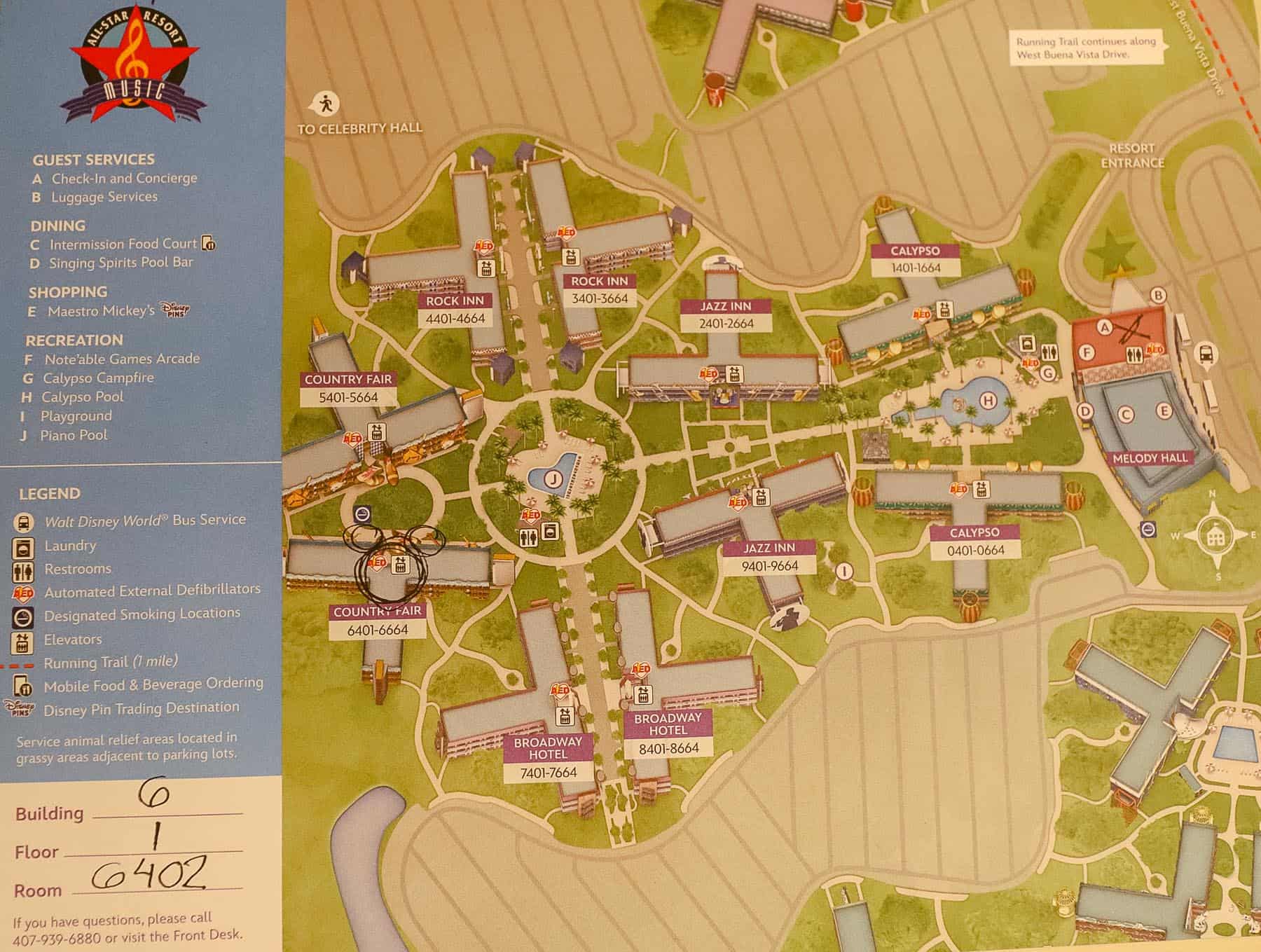 map with the layout of All-Star Music Resort 