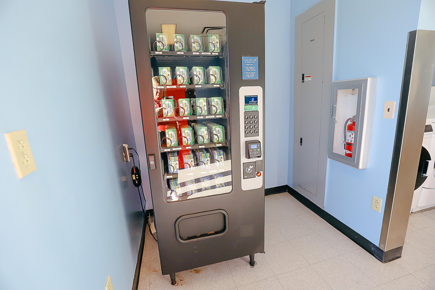 detergent vending machines inside the laundry room 