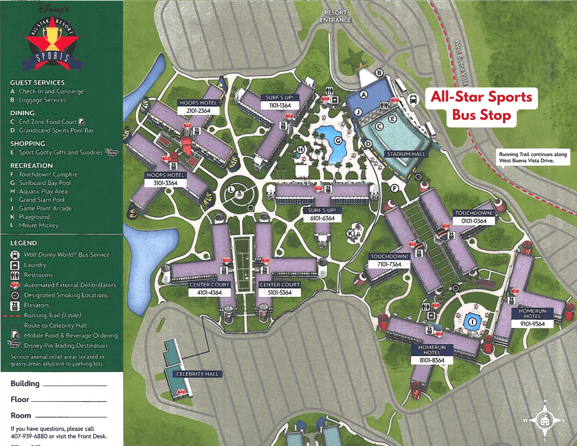 Disney's All-Star Sports Transportation Map 