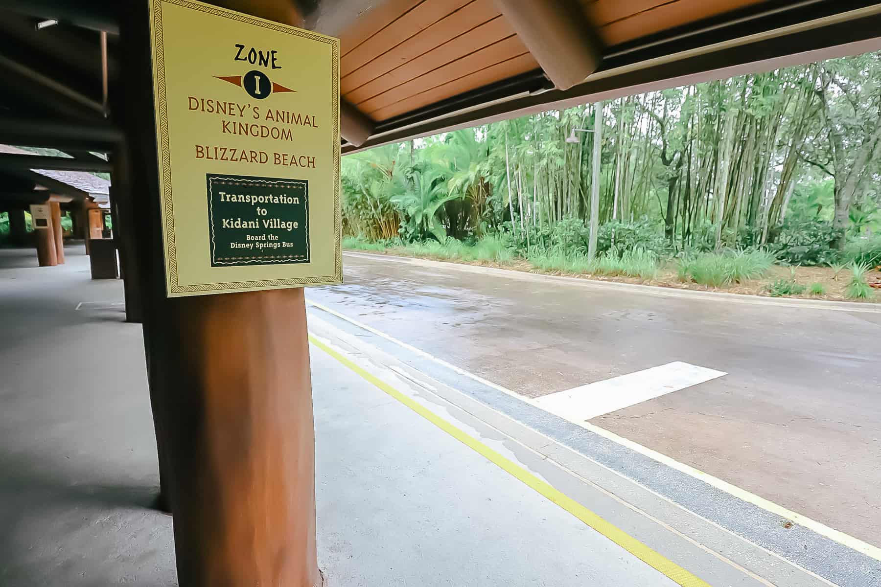 the bus stop at Disney's Animal Kingdom Lodge Jambo House 