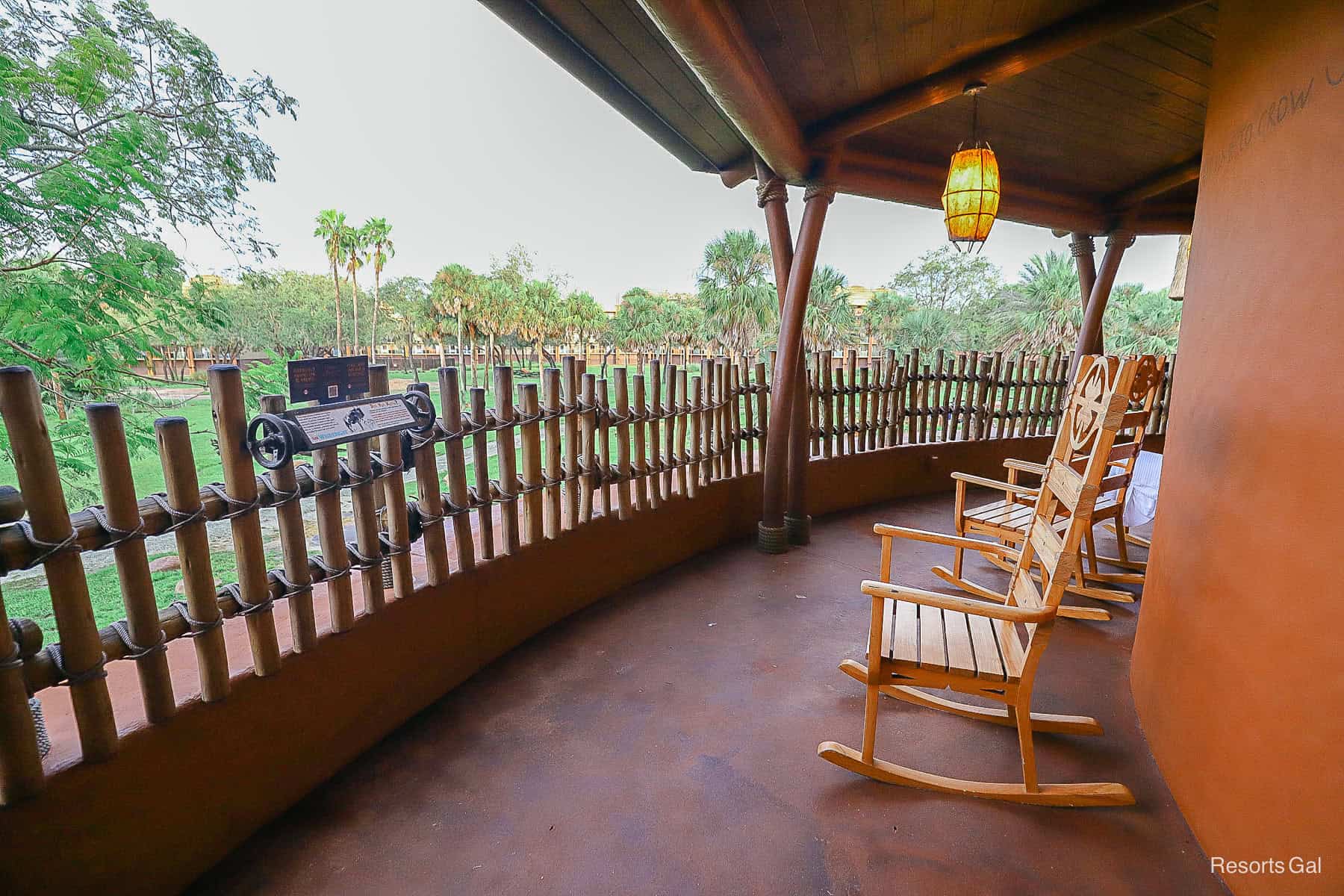 place to enjoy a cup of coffee in a rocking chair overlooking a savanna 