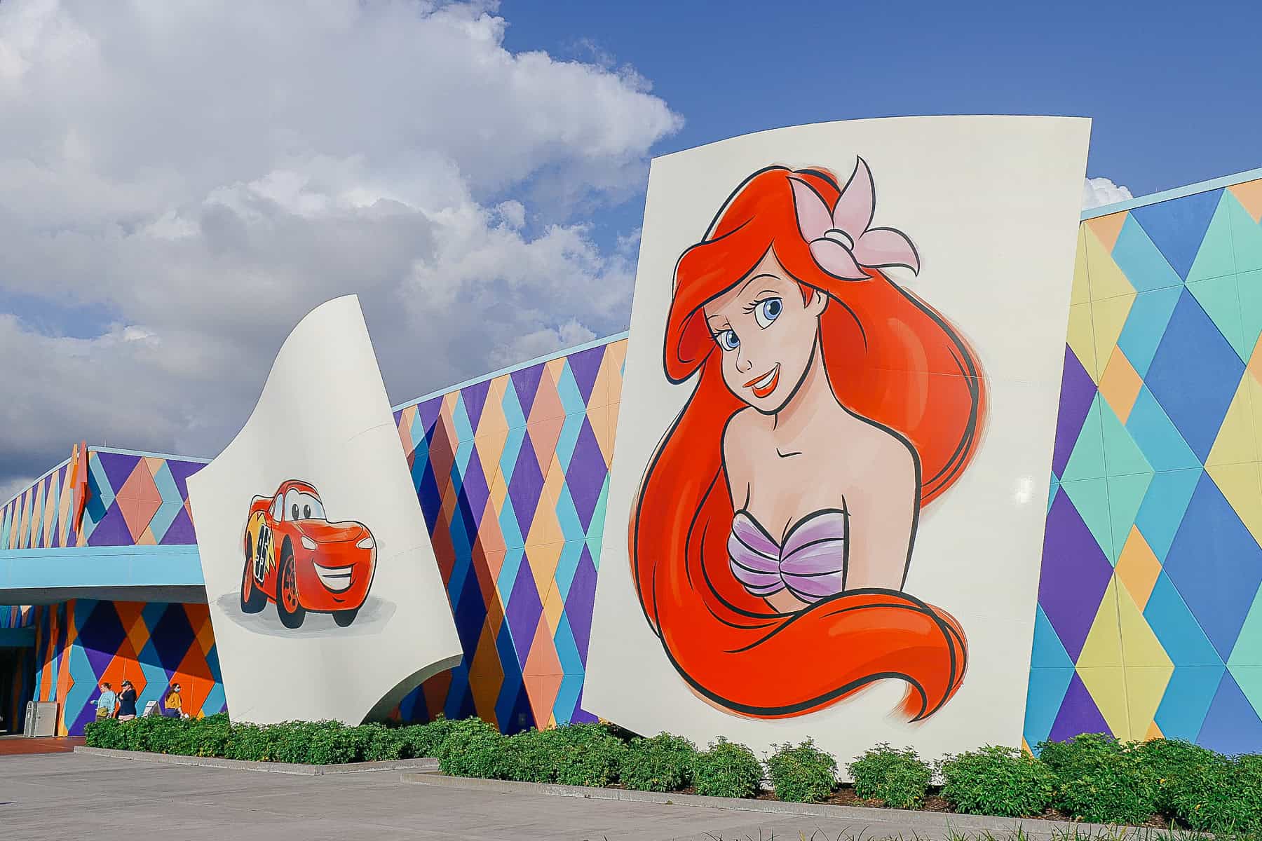 Ariel and Lightning McQueen Sketch near the entrance of Art of Animation Resort