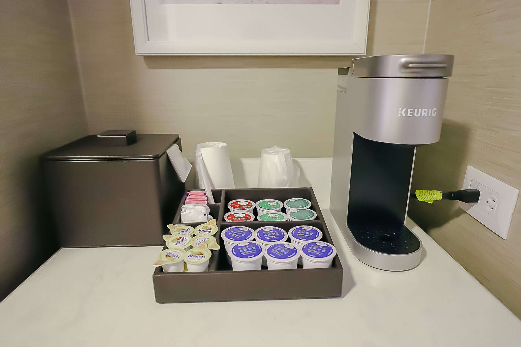 the individual cup coffee maker in the room at Disney's Beach Club 