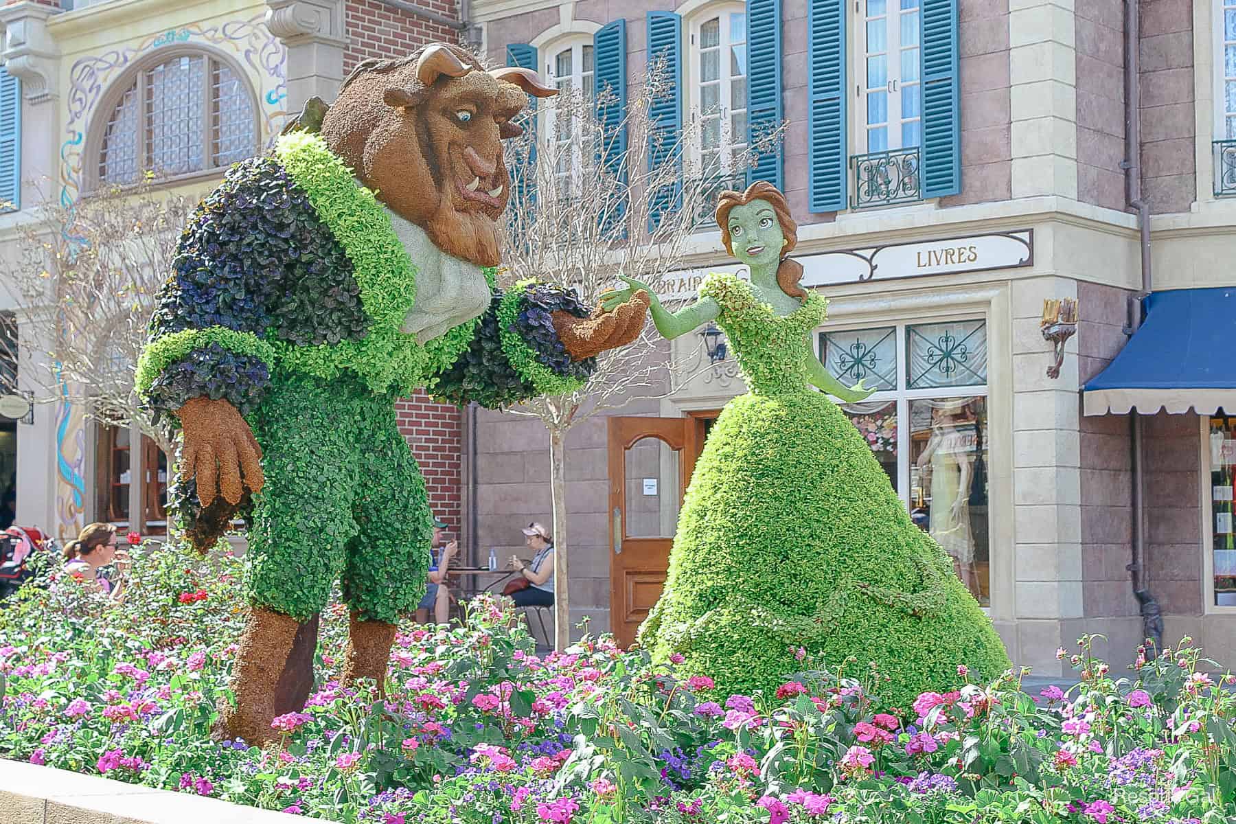 the 2021 version of Beauty and the Beast at Epcot's Flower and Garden Festival 