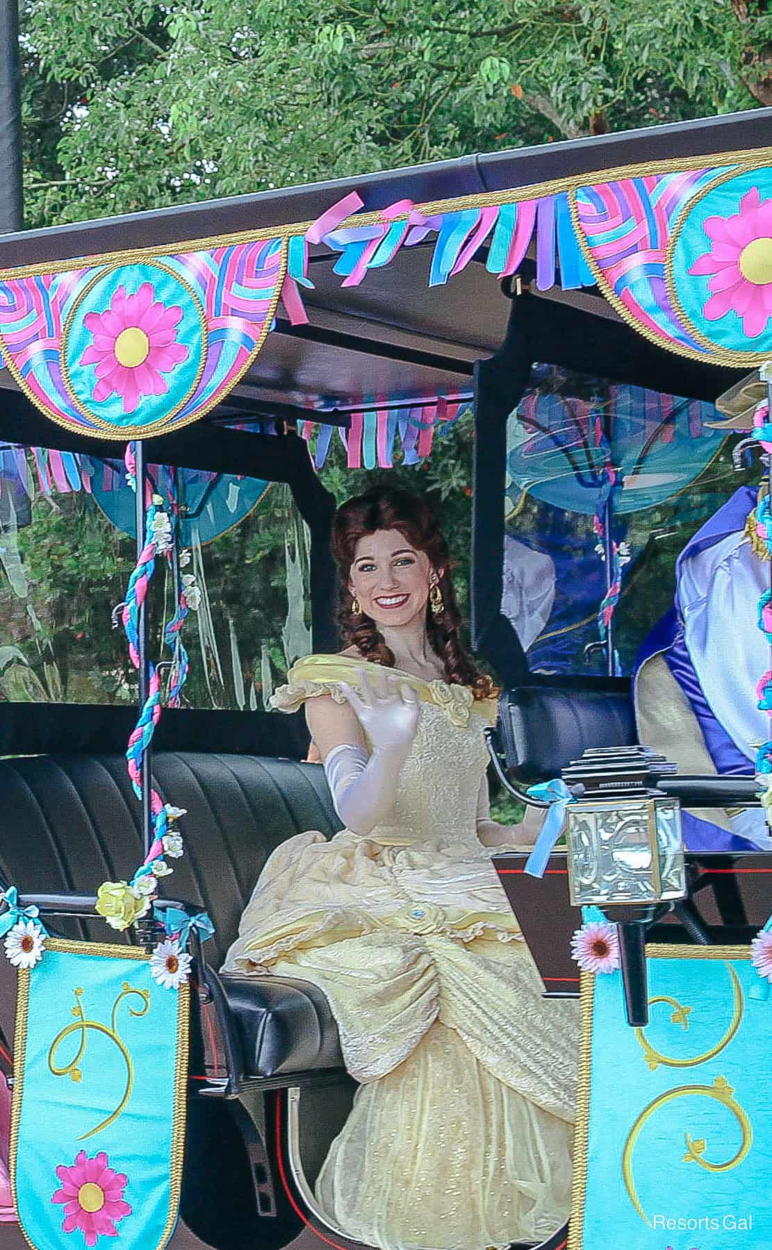 Belle in a princess promenade at Epcot. 