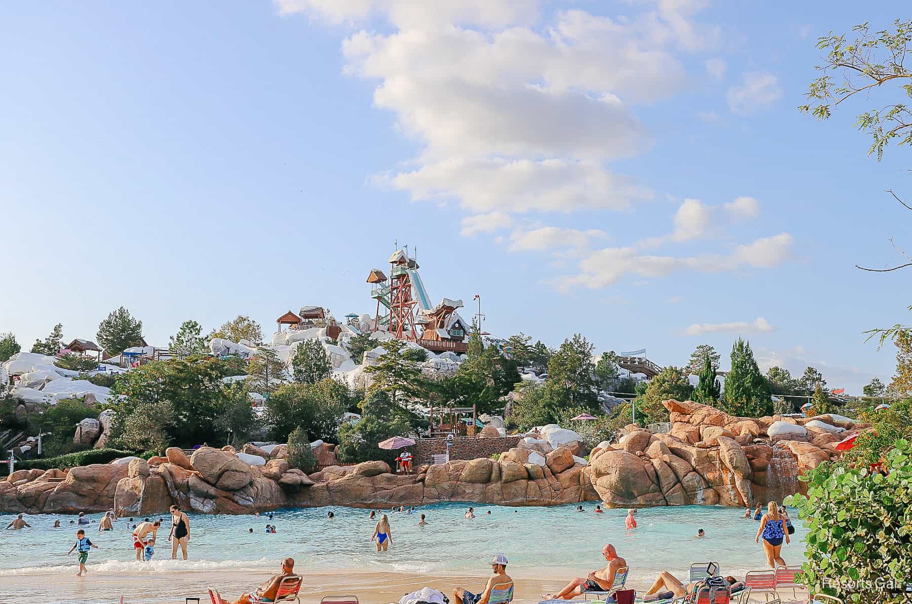 guests at the wave pool at Blizzard Beach 