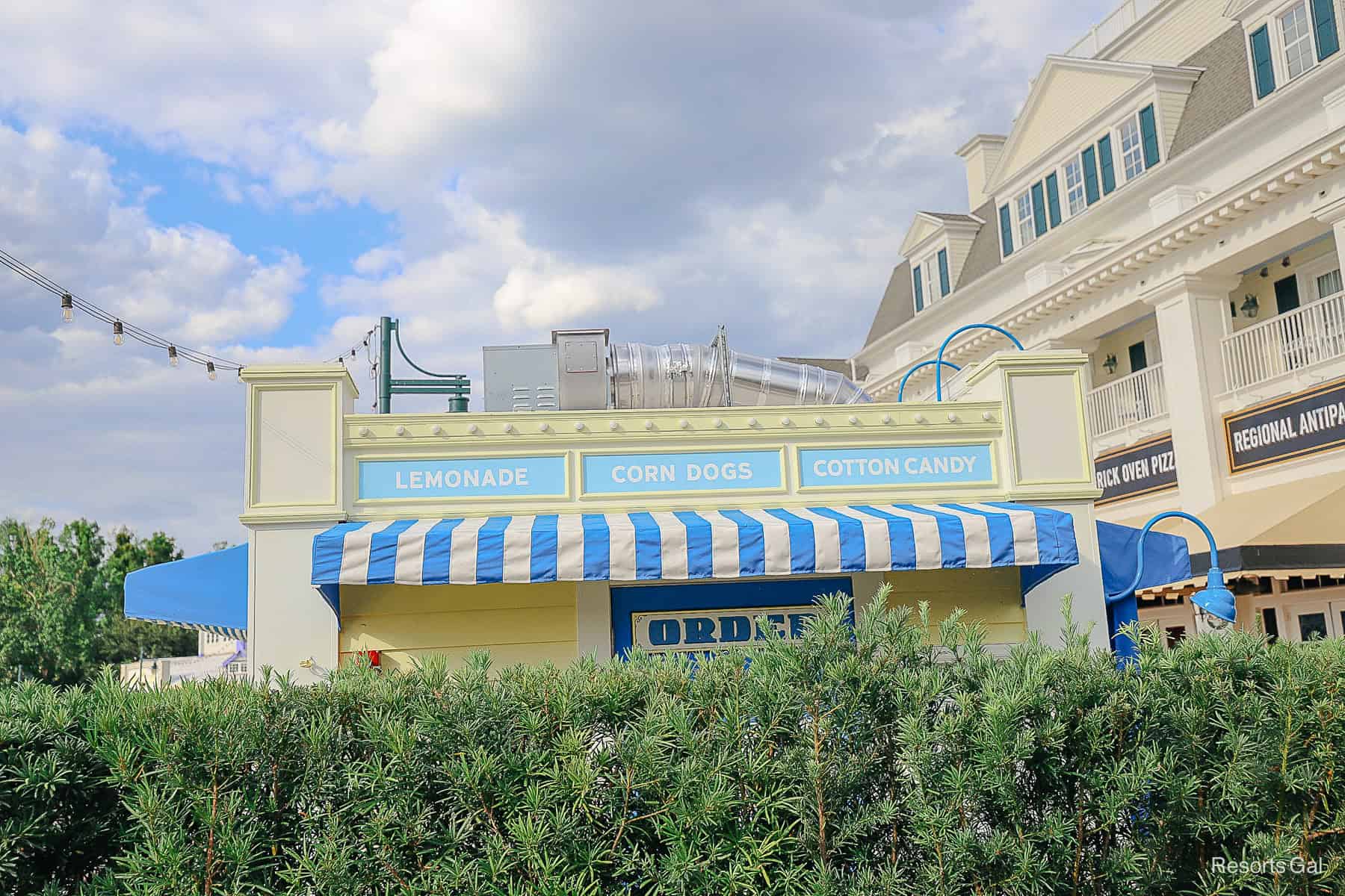 the side view of the new corn dog stand being built at Disney's Boardwalk 